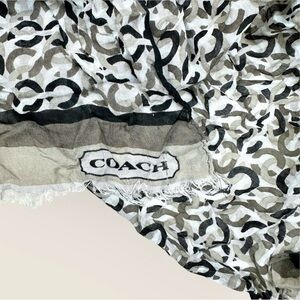 Coach Signature Logo Scarf Neutral Monogram Print Black/Grey/White